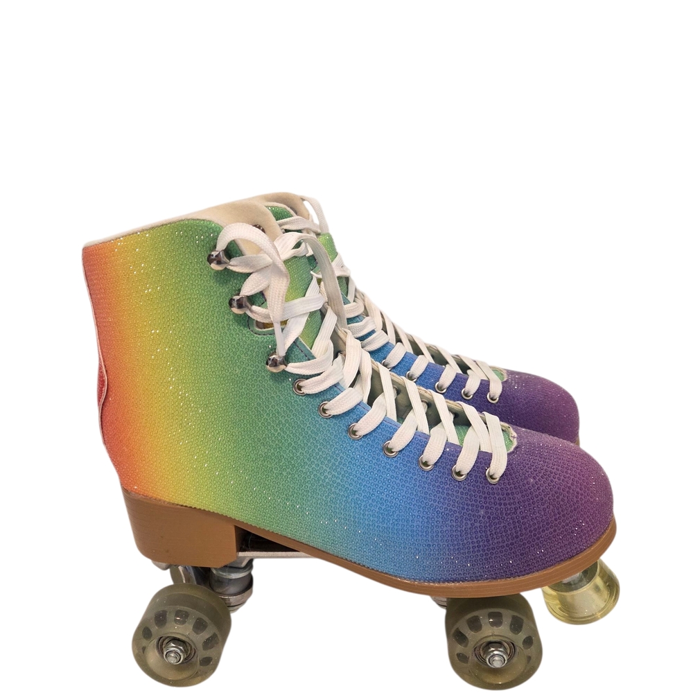 Cosmic Rainbow Pride Disco Retro Skates MultiColor Rhinestone Roller Skate sz13